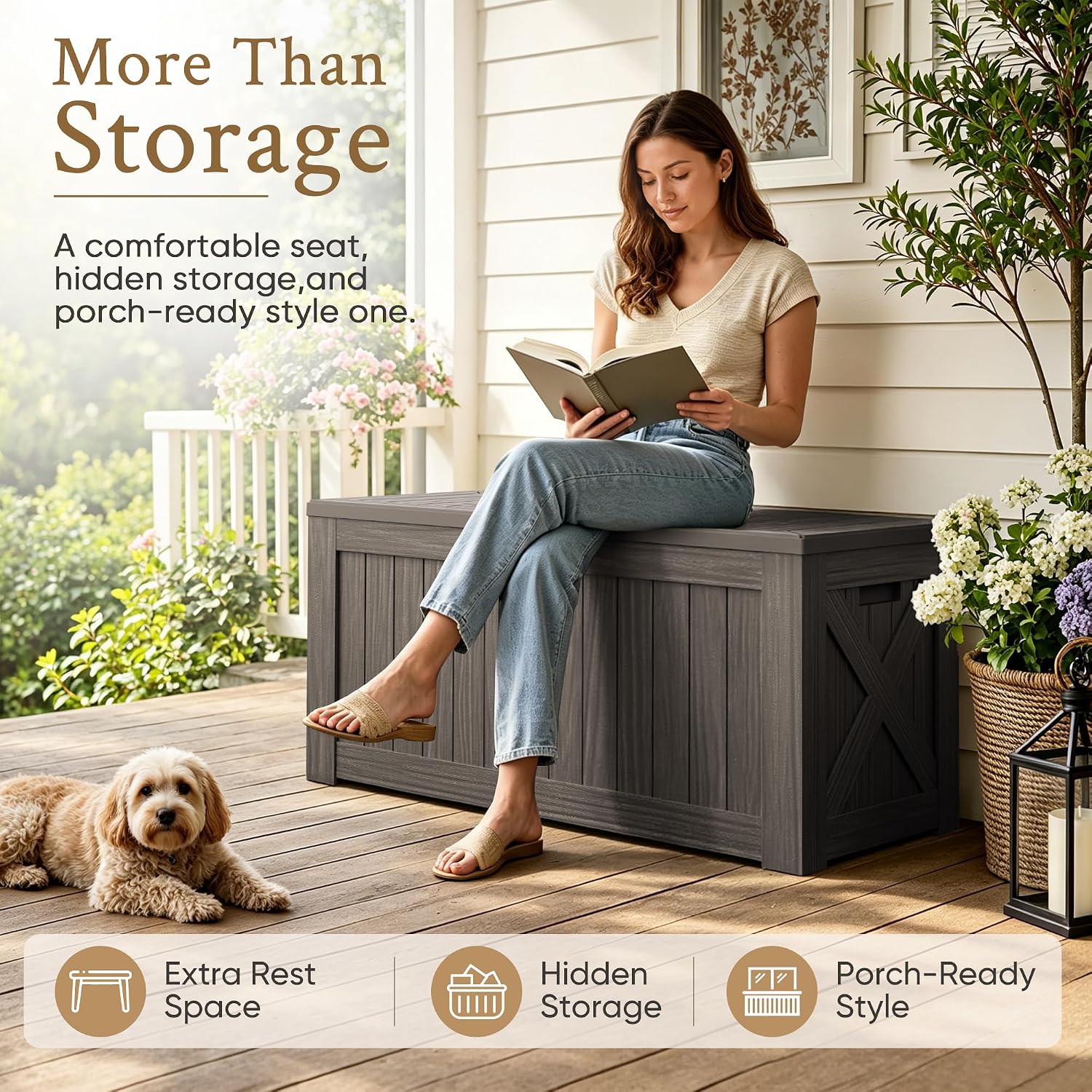 120 Gallon Large Deck Box Outd - Outdoor Furniture Wood review and price