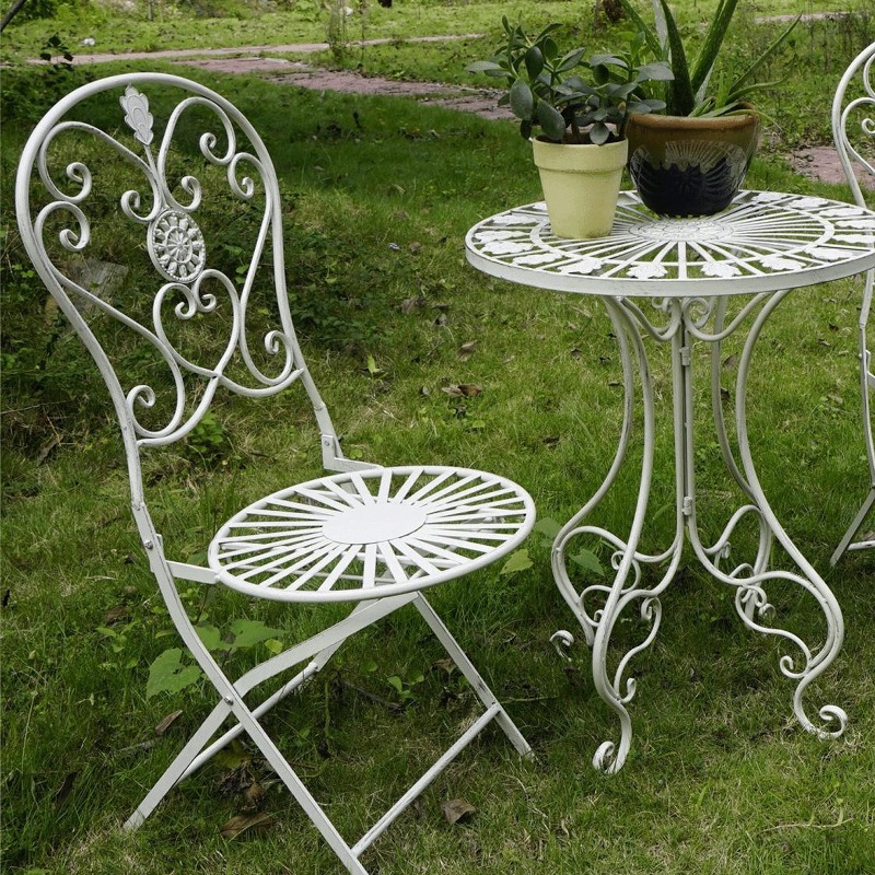 French Vintage Iron Table and  - Outdoor Furniture Metal Chairs review and price